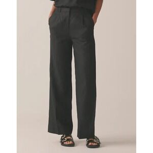J.Crew Black Wide Leg Pleated Tailored Dress Pants Women Size 8